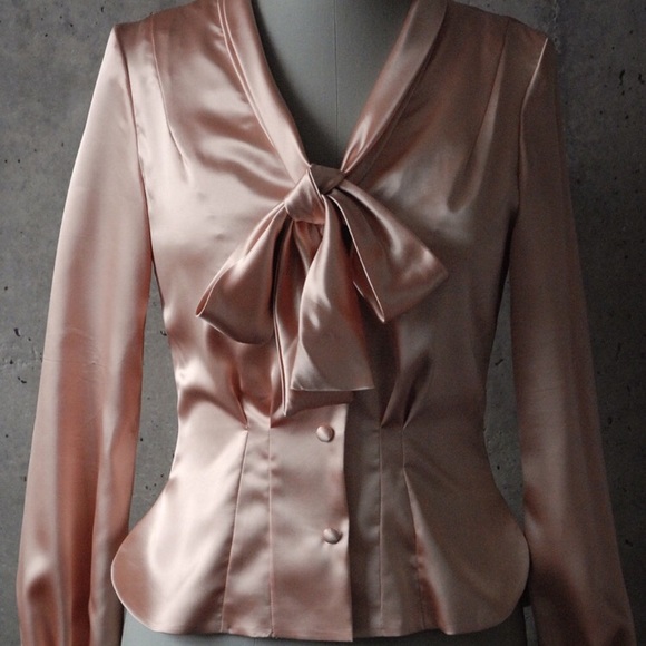 BARBIE PASTEL Silk PussyBow Blouse - Picture 1 of 3